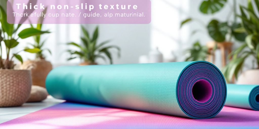 Thick non-slip yoga mat in a bright studio.