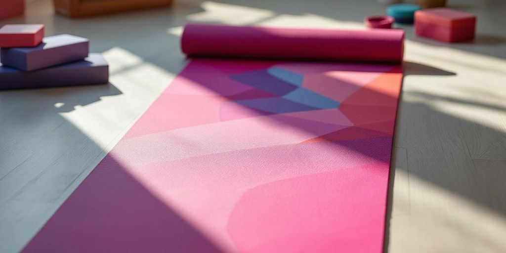 Lululemon yoga mat on a serene studio floor.