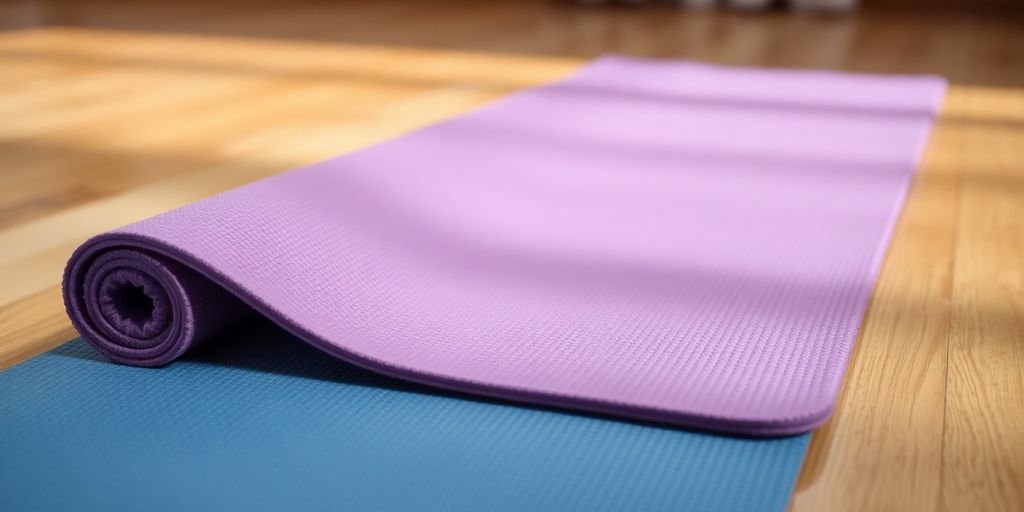 Close-up of a thick padded yoga mat.