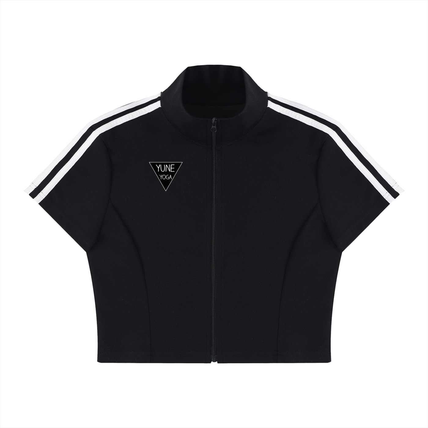 Women's Cropped Full Zip Short Sleeve T-Shirt