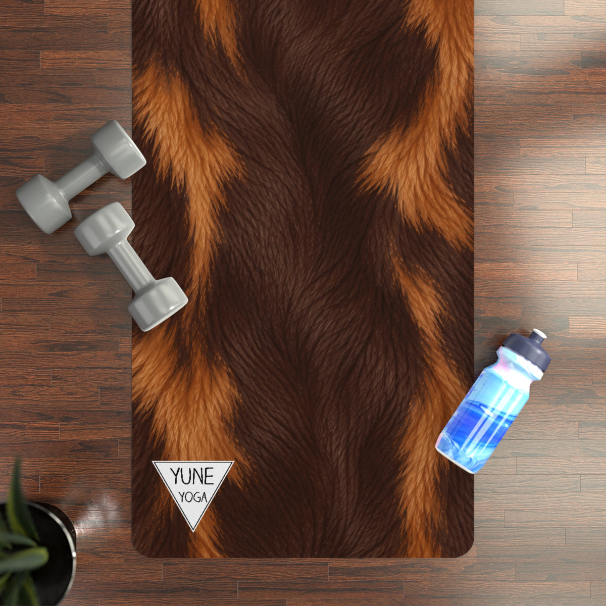 Chocolate and Tan Dachshund Color Yoga Mat — Non-Slip Rubber Exercise Mat Wiener Dog Yoga