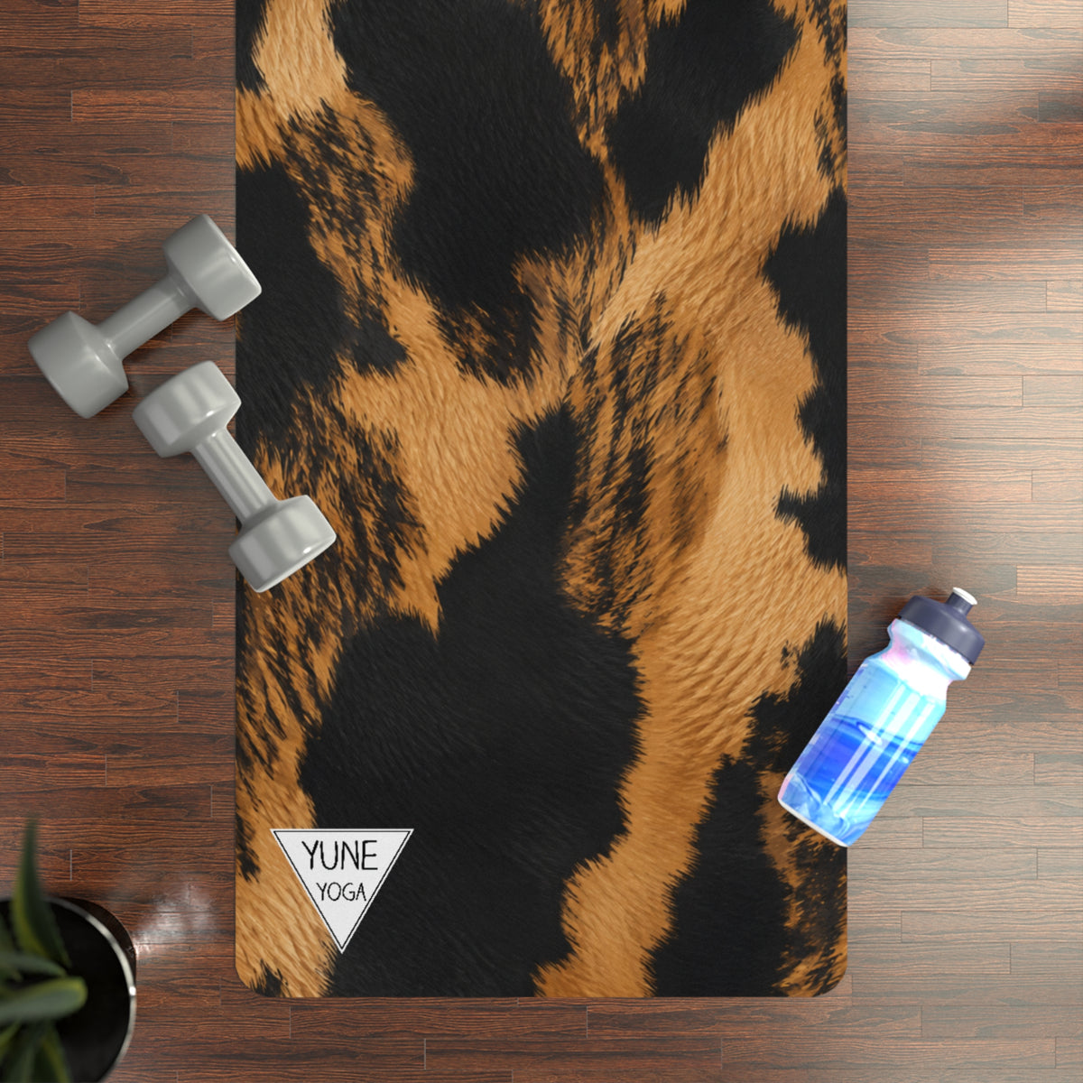 Black and Tan Boxer Yoga Mat — Non-Slip Rubber Exercise Mat Dog Yoga