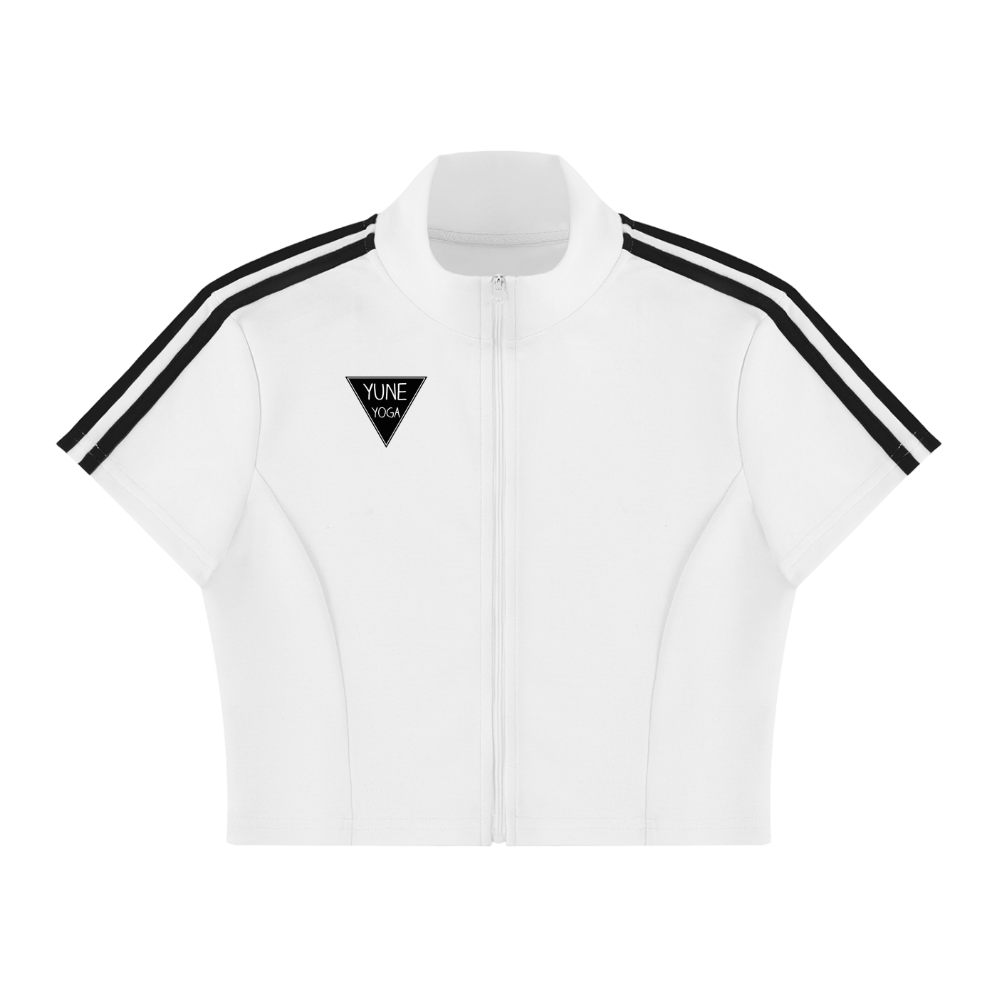 Women's Cropped Full Zip Short Sleeve T-Shirt