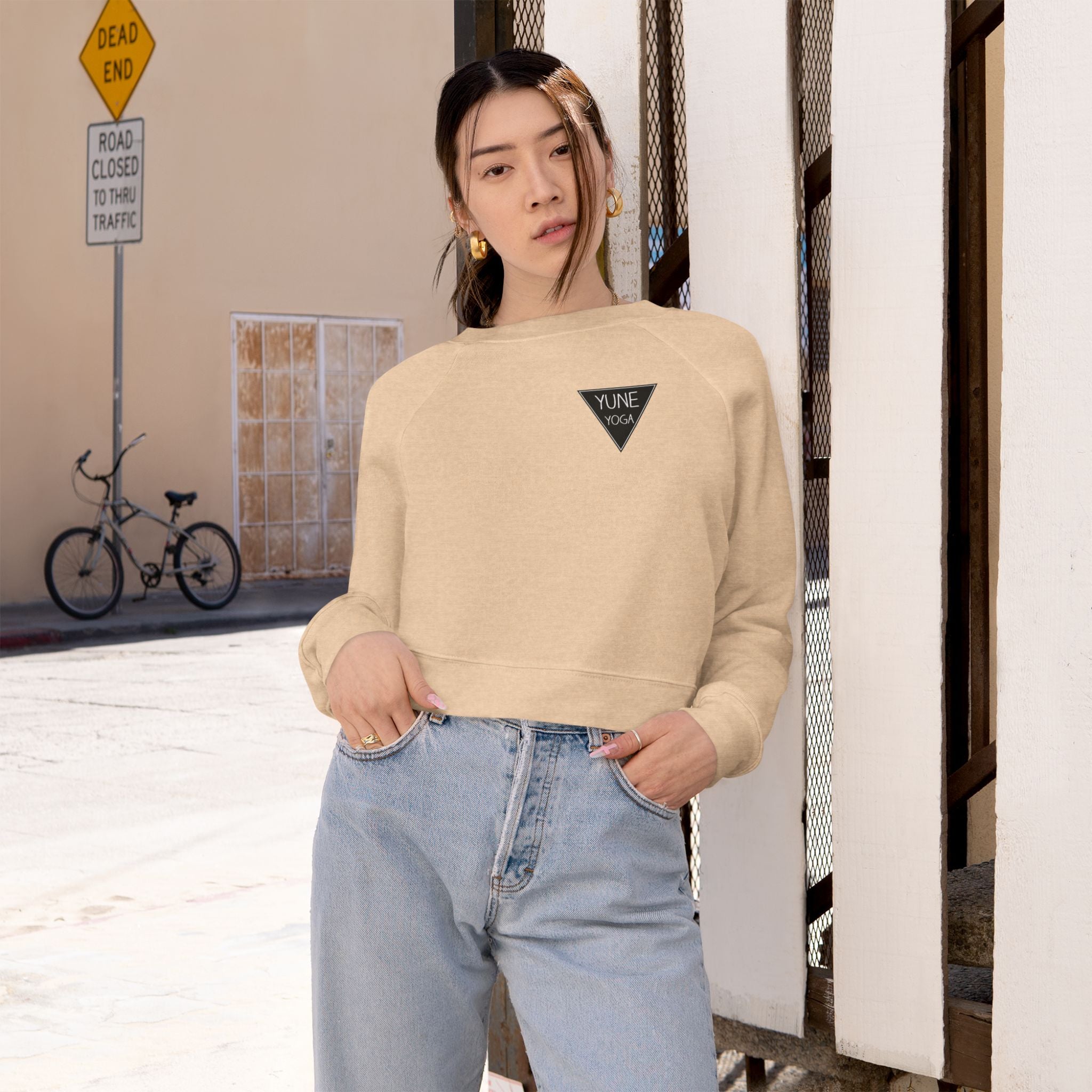 Cropped Fleece Pullover - Yune Yoga Logo Design