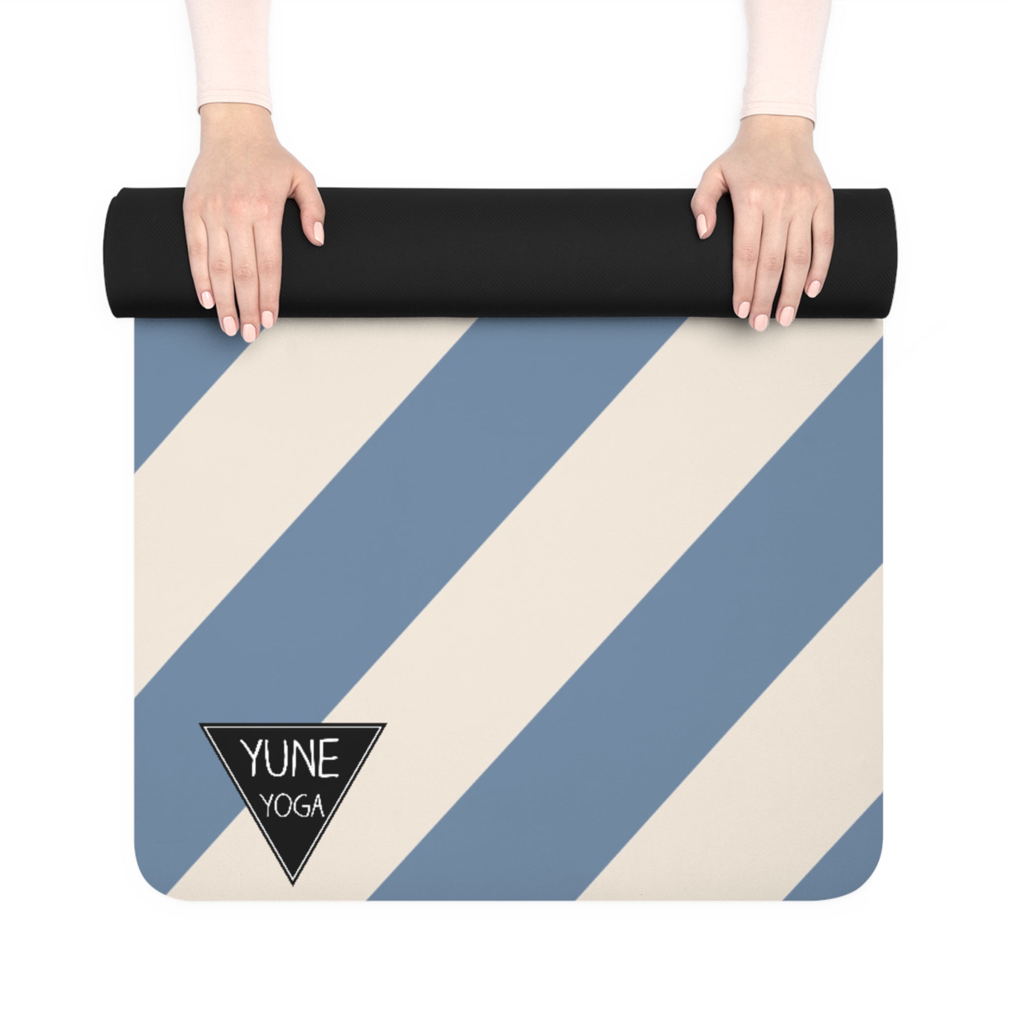 Stripe Pattern Blue Natural Rubber Yoga Mat