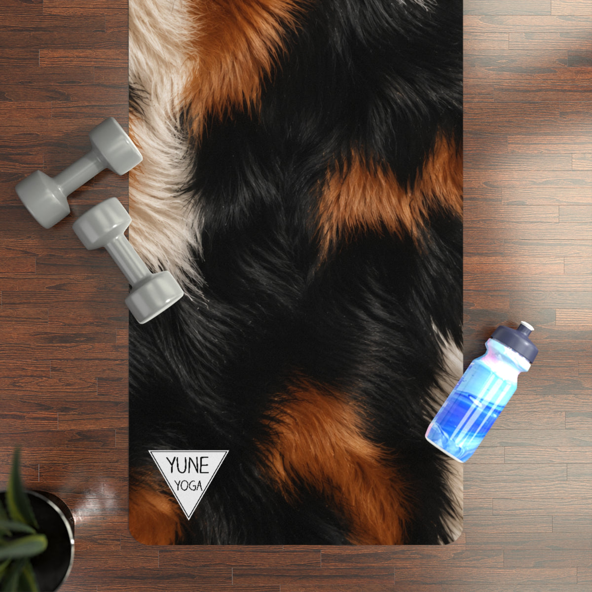 Mini Australian Shepard Tri Color Yoga Mat — Non-Slip Rubber Exercise Mat with Cozy Luxe Design