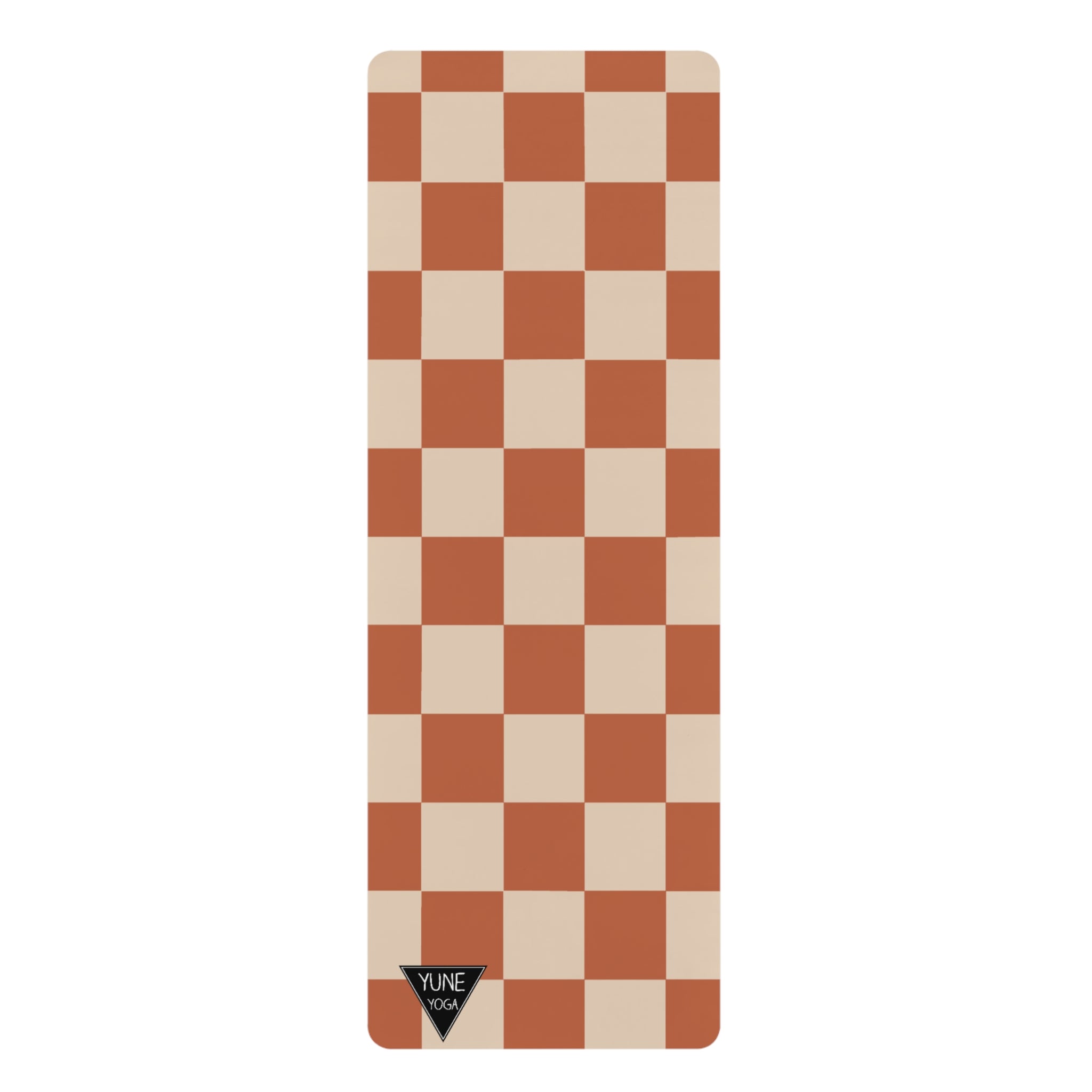 Checker Pattern Brown Natural Rubber Yoga Mat
