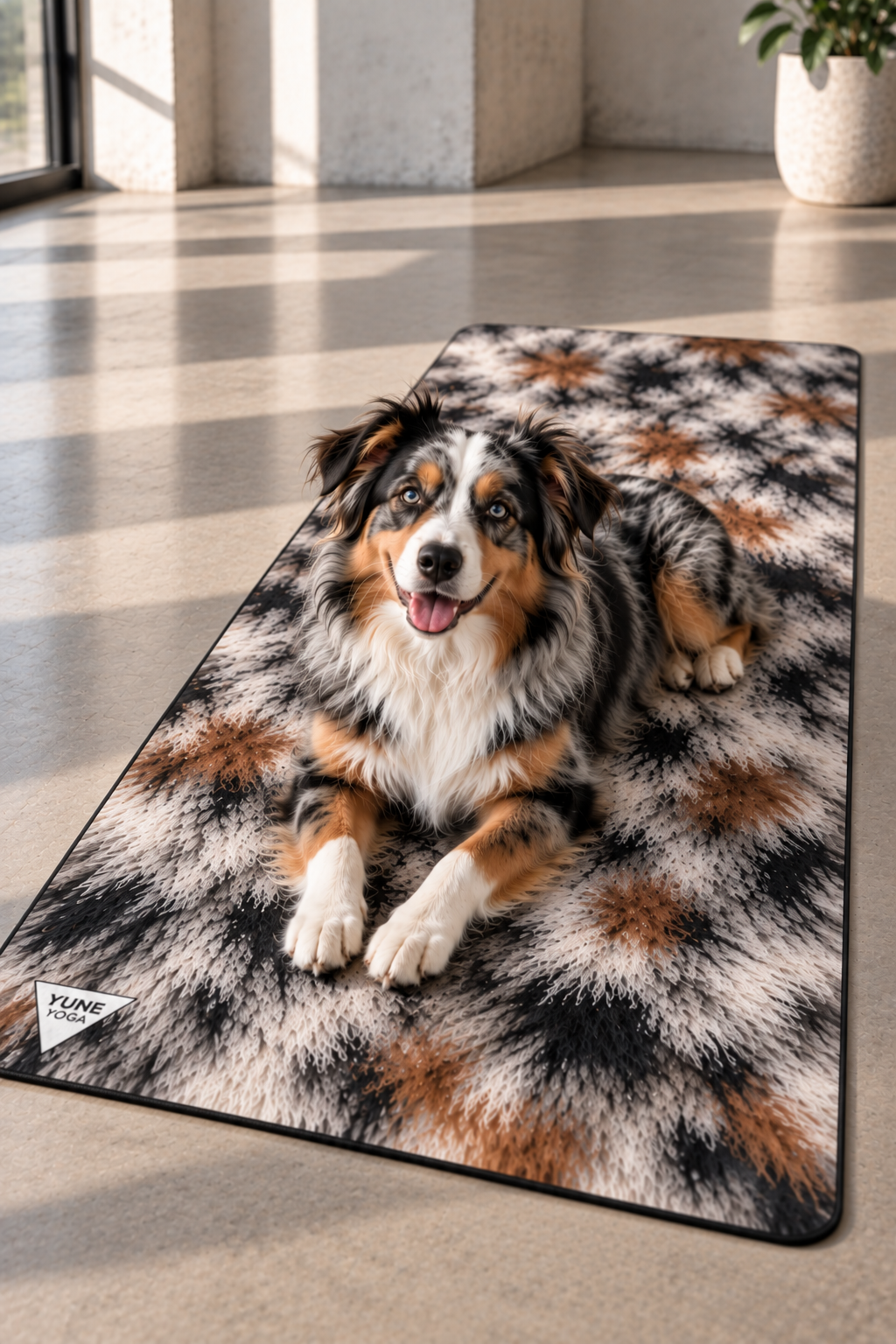 Mini Australian Shepard Dapple Color Yoga Mat — Non-Slip Rubber Exercise Mat with Cozy Luxe Design