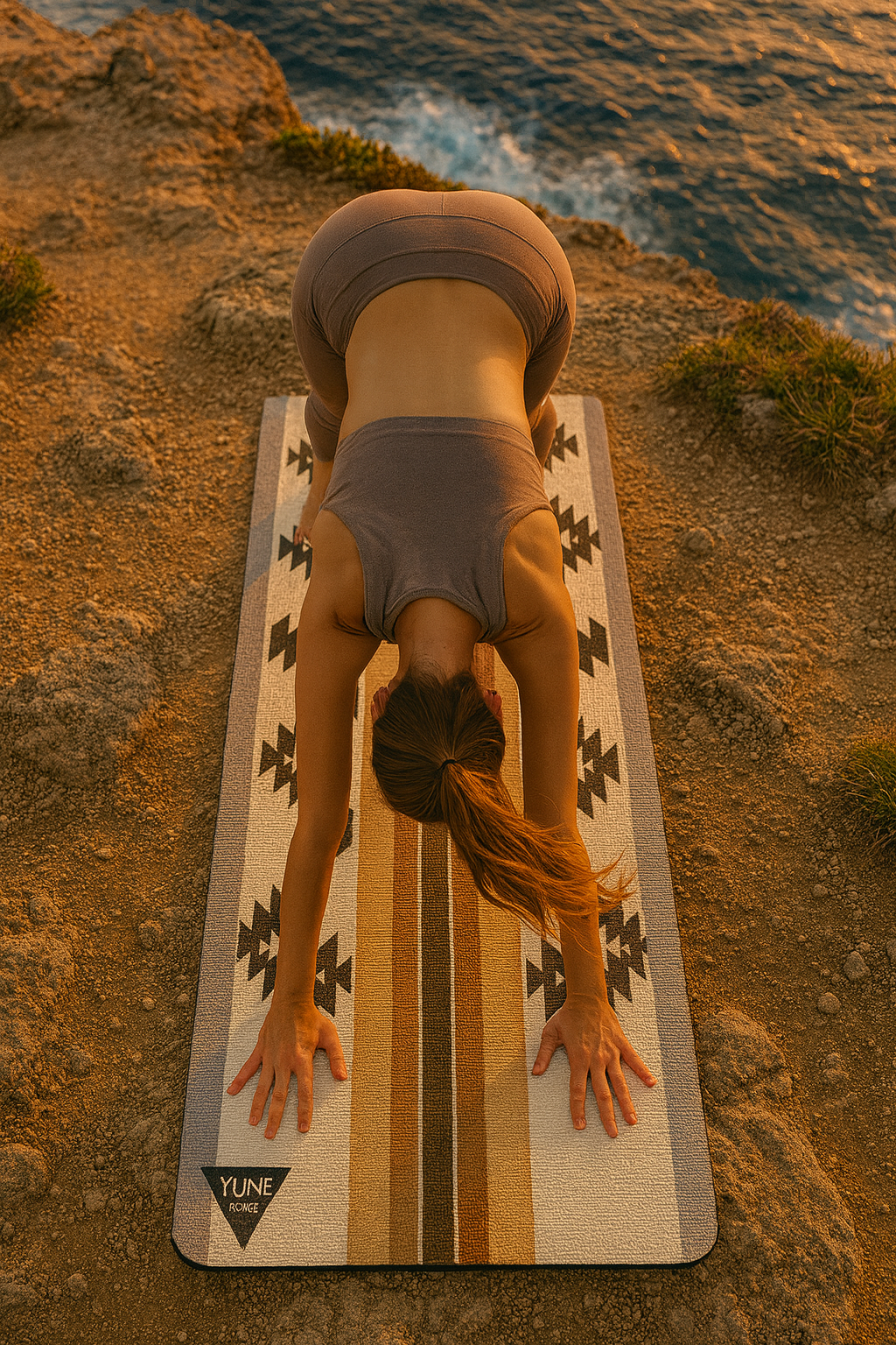 Bear Creek Sand Yoga Mat – 6 mm Extra Thick, Double-Sided Non-Slip, Eco-Friendly PER with Neutral Sand Tone Design | Yune Yoga