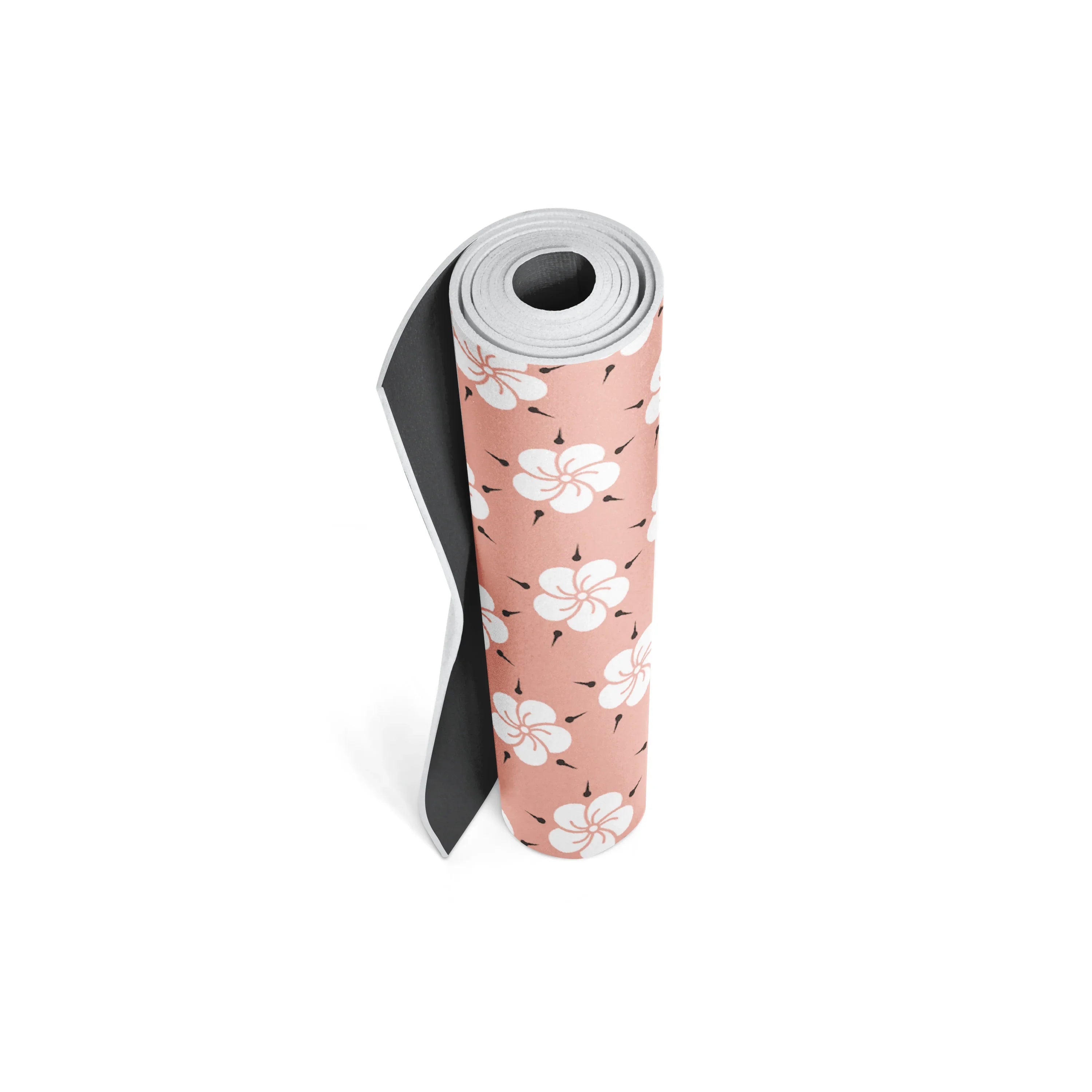 Yoga mat with floral pattern on a white background