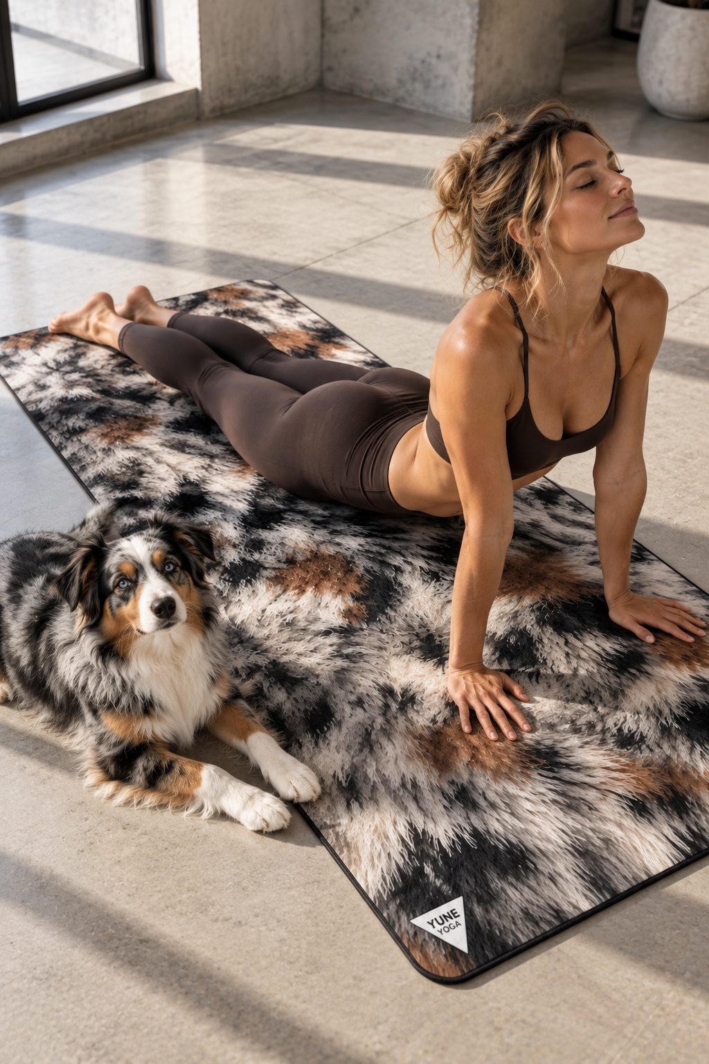 Mini Australian Shepard Dapple Color Yoga Mat — Non-Slip Rubber Exercise Mat with Cozy Luxe Design