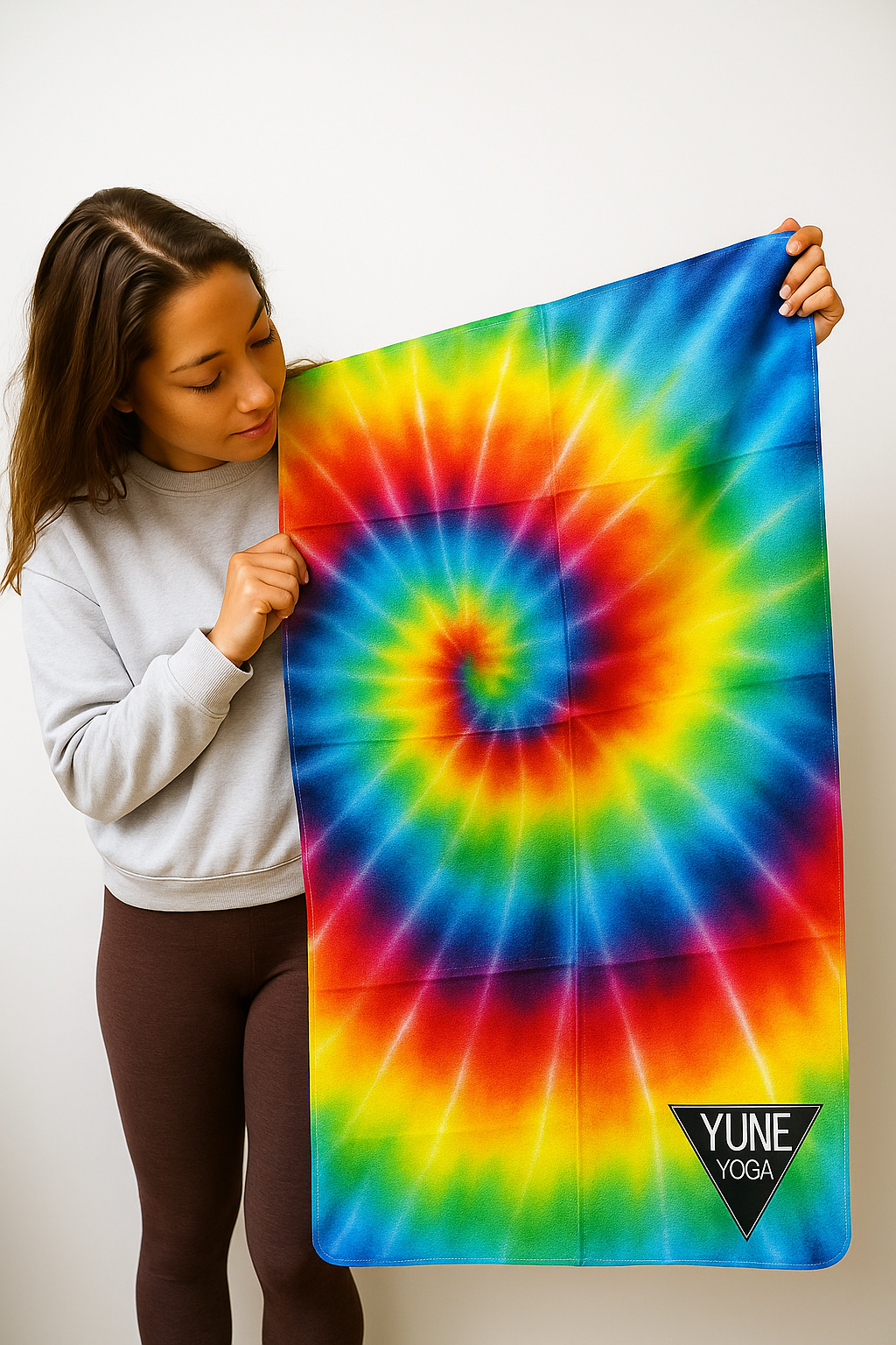 Rainbow Tie Dye Foldable Travel Yoga Mat – 2mm Lightweight, Non-Slip, Eco-Friendly Mat for On-the-Go Practice | Yune Yoga