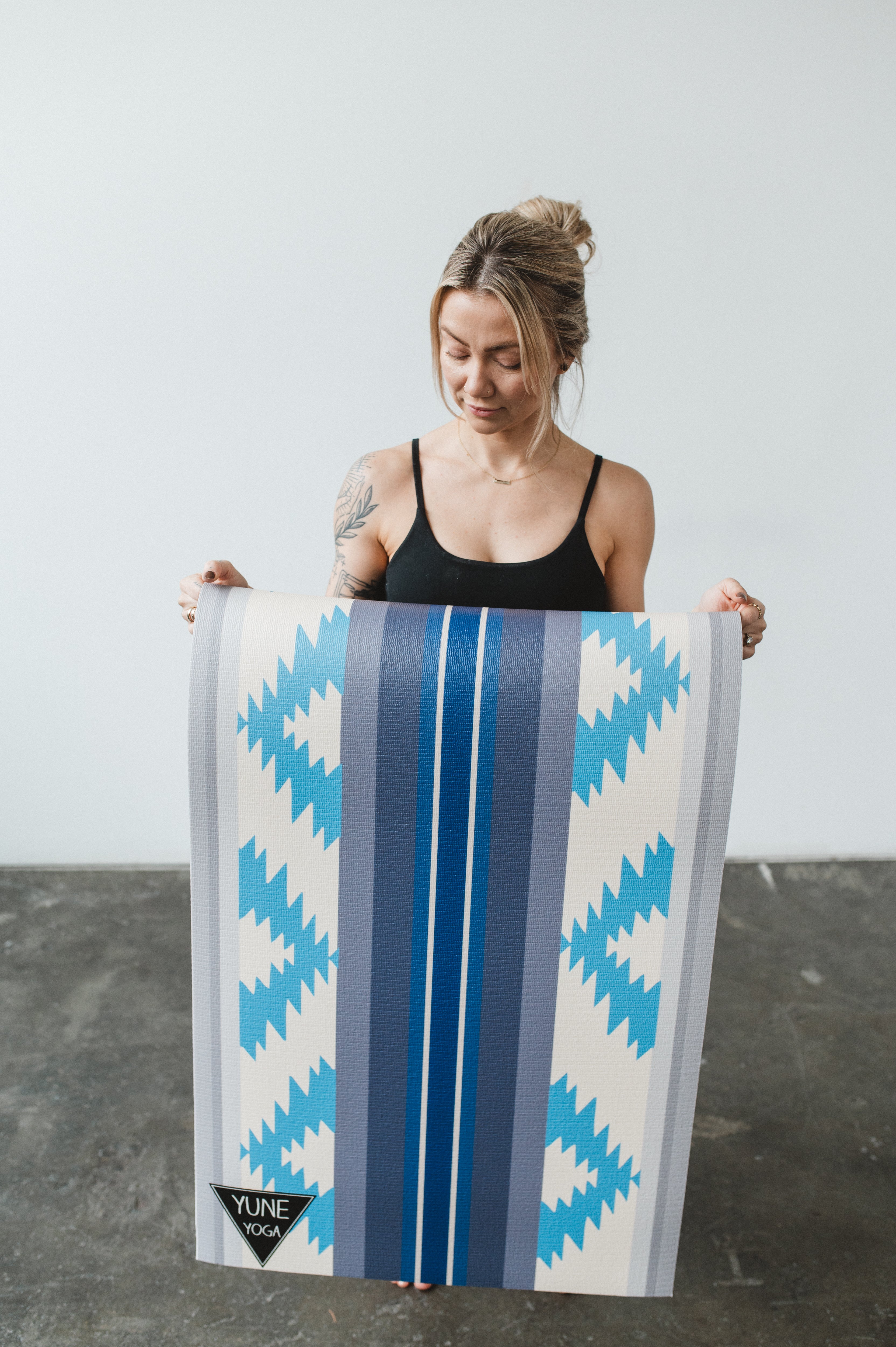 blue yoga mat printed