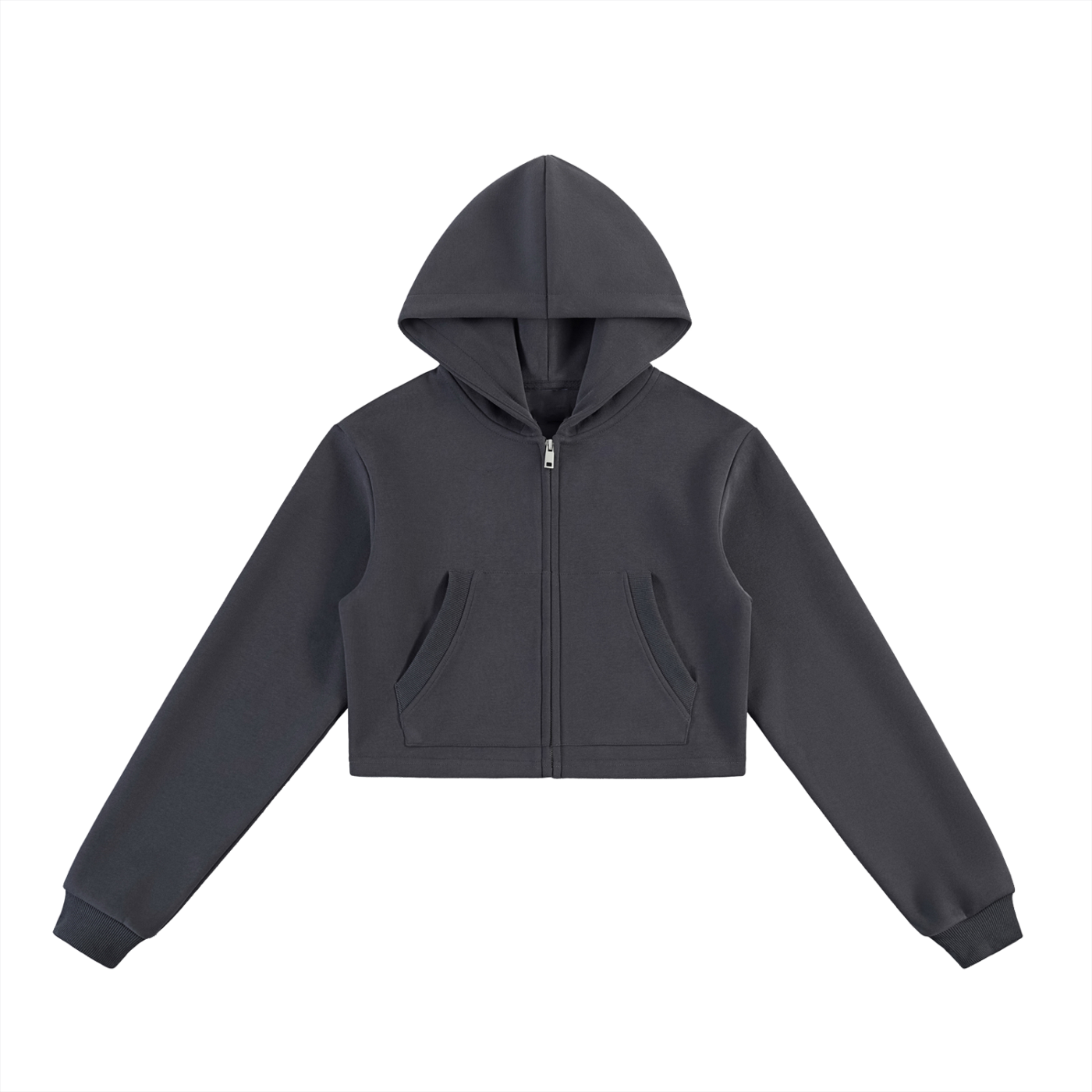 Essential Cropped Zip-Up Hoodie