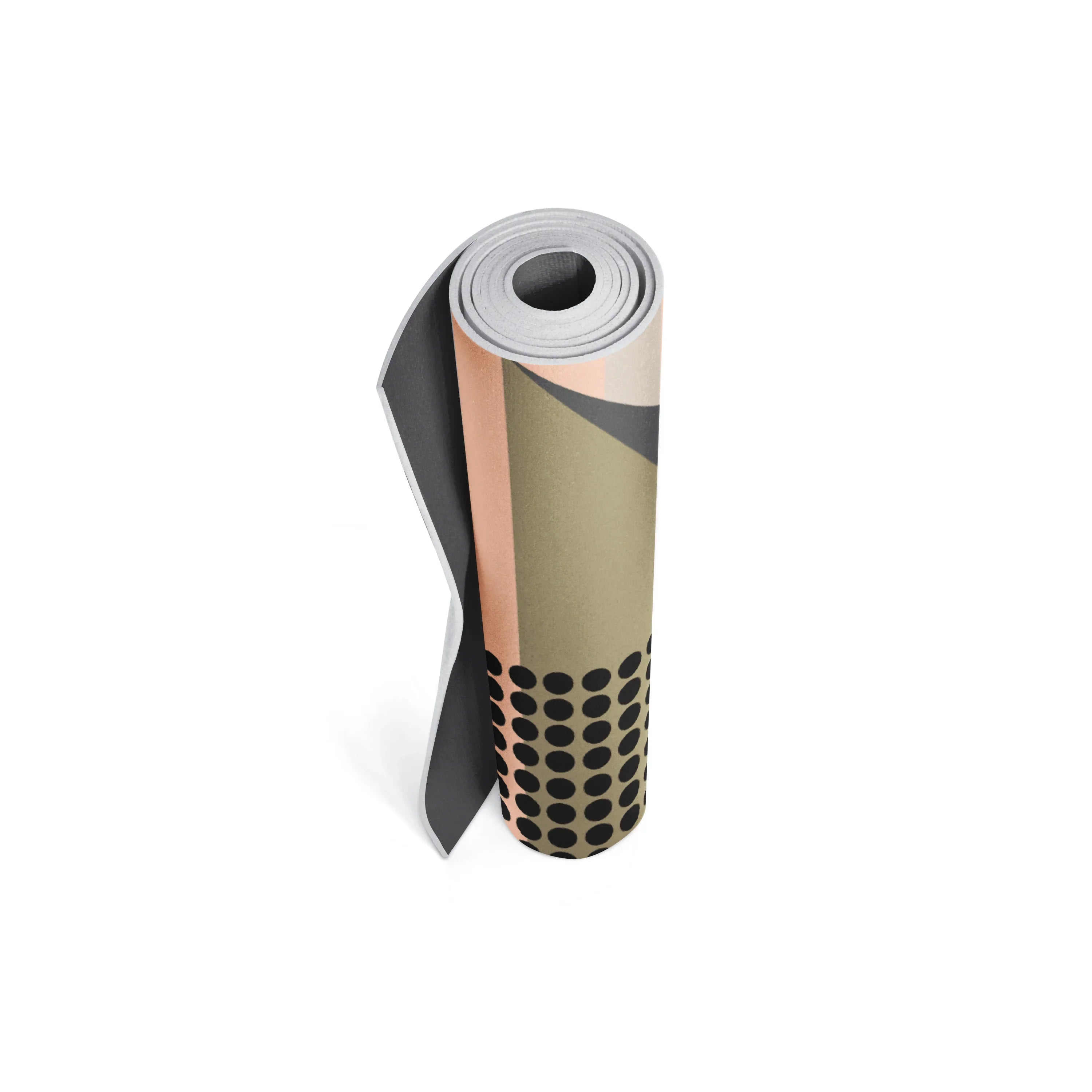 Roll of patterned paper on a white background