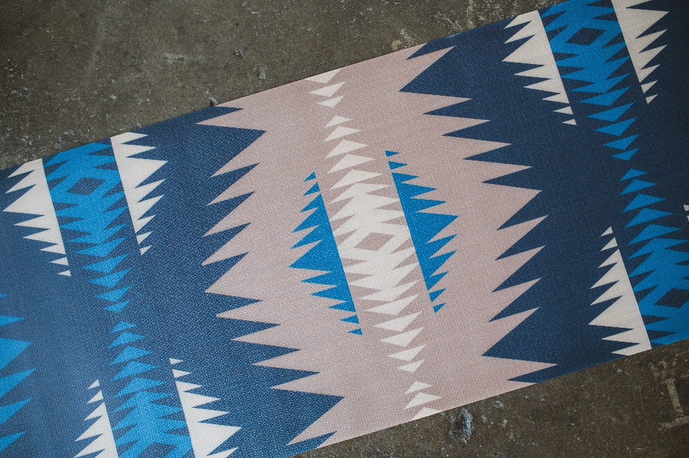 blue printed yoga mat