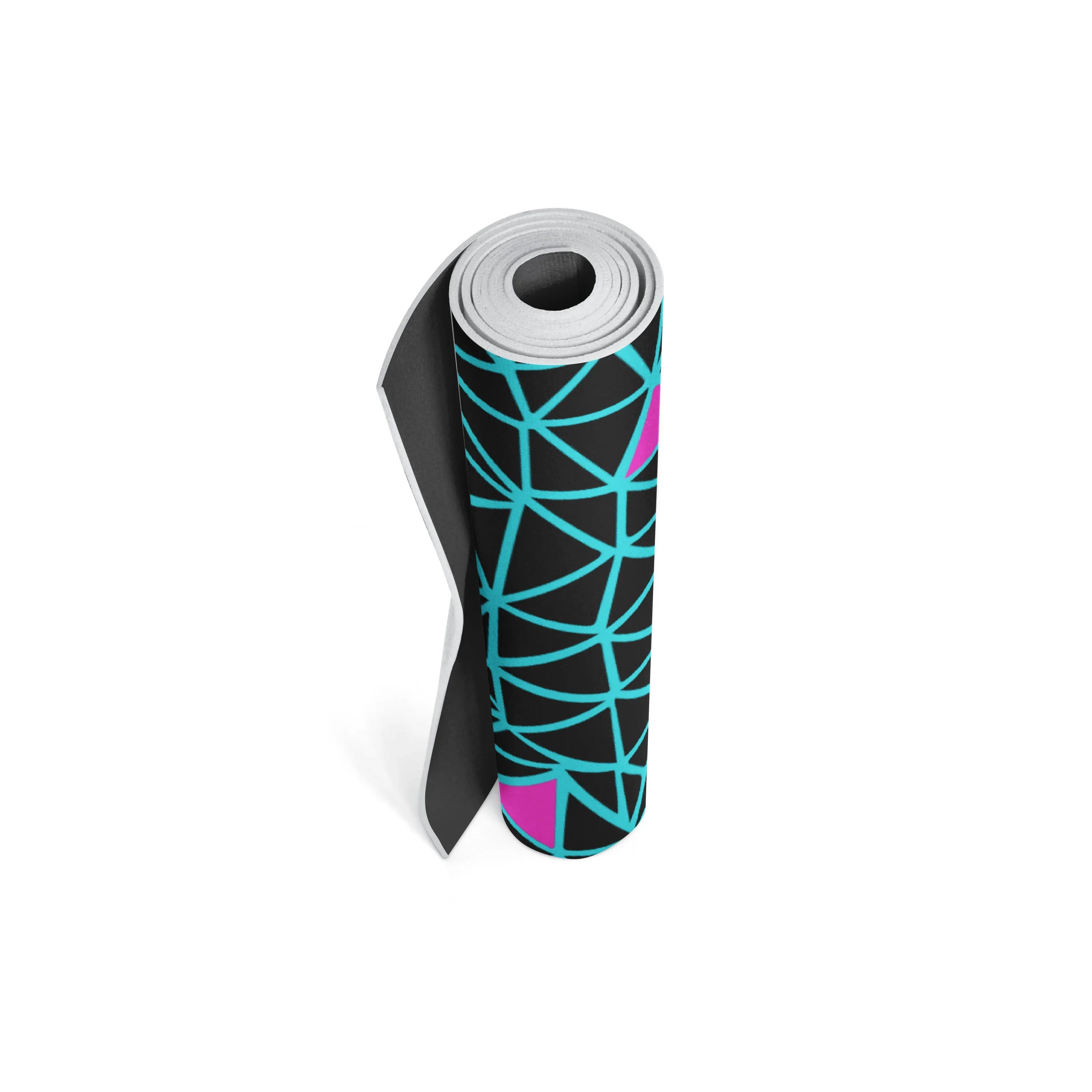 Yoga mat with geometric pattern on a white background