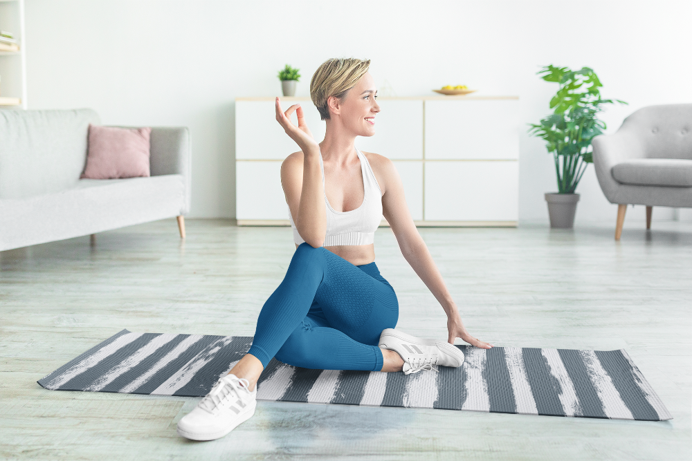 blue striped best floor mat