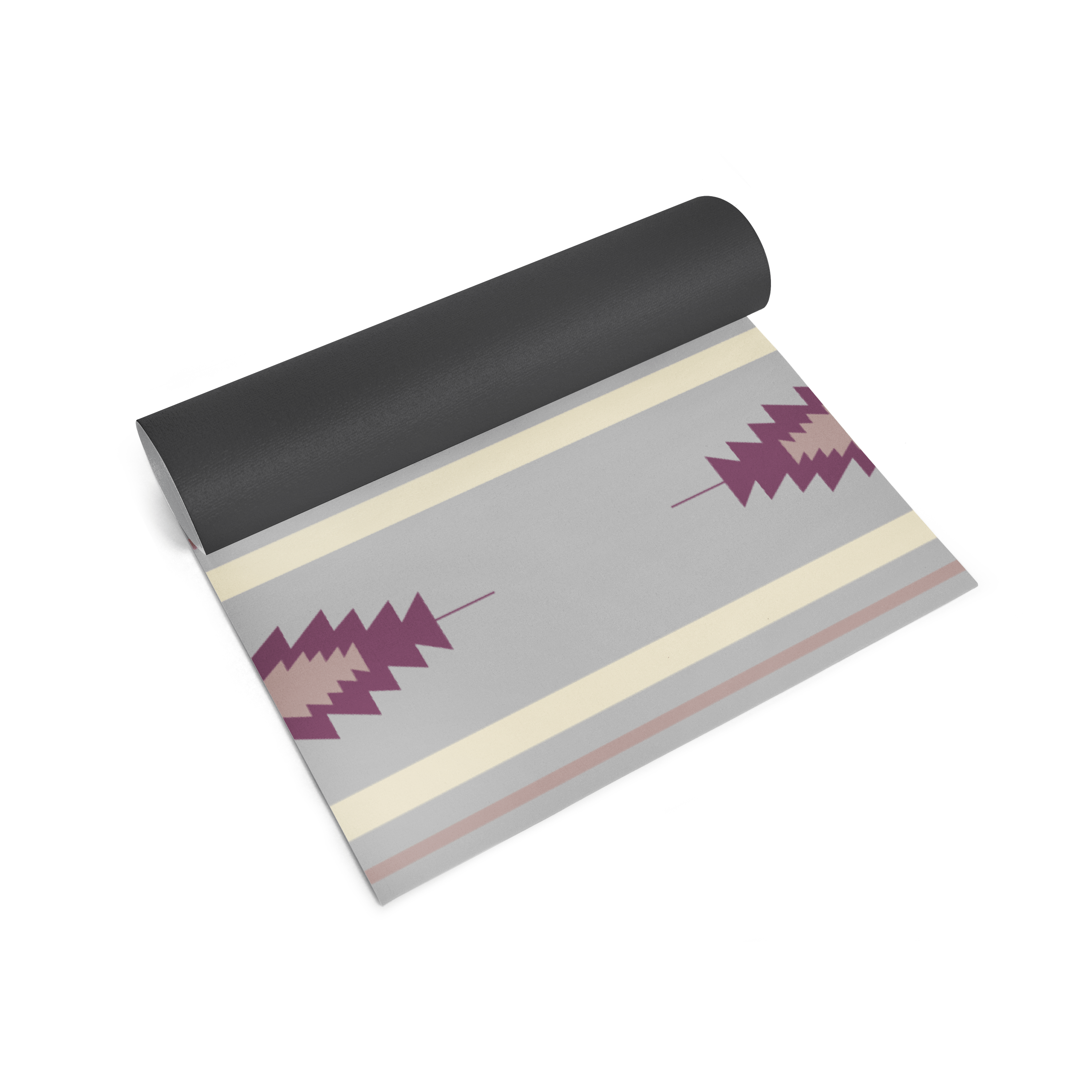 Yoga mat with geometric pattern on a white background
