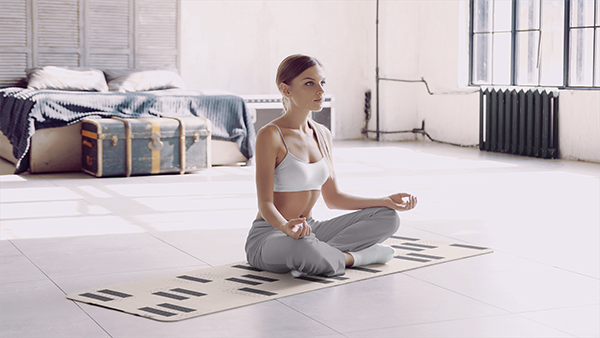 white yoga mat with print