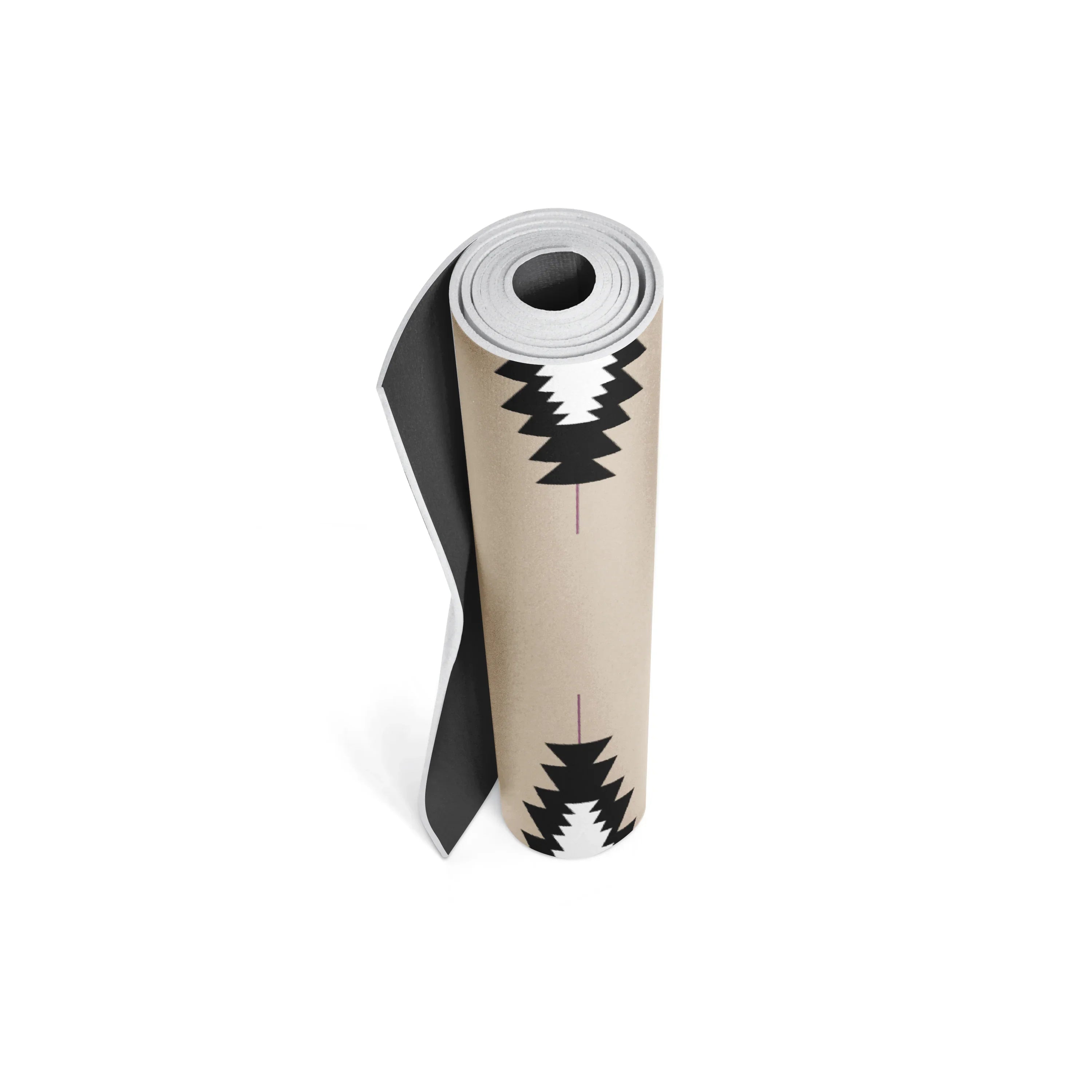 Roll of paper with black geometric patterns on a white background