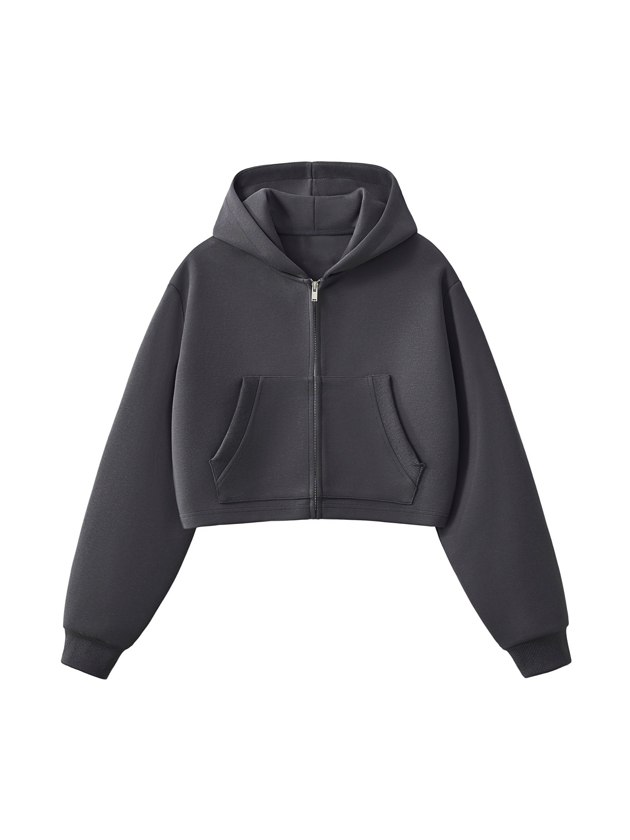 Essential Cropped Zip-Up Hoodie