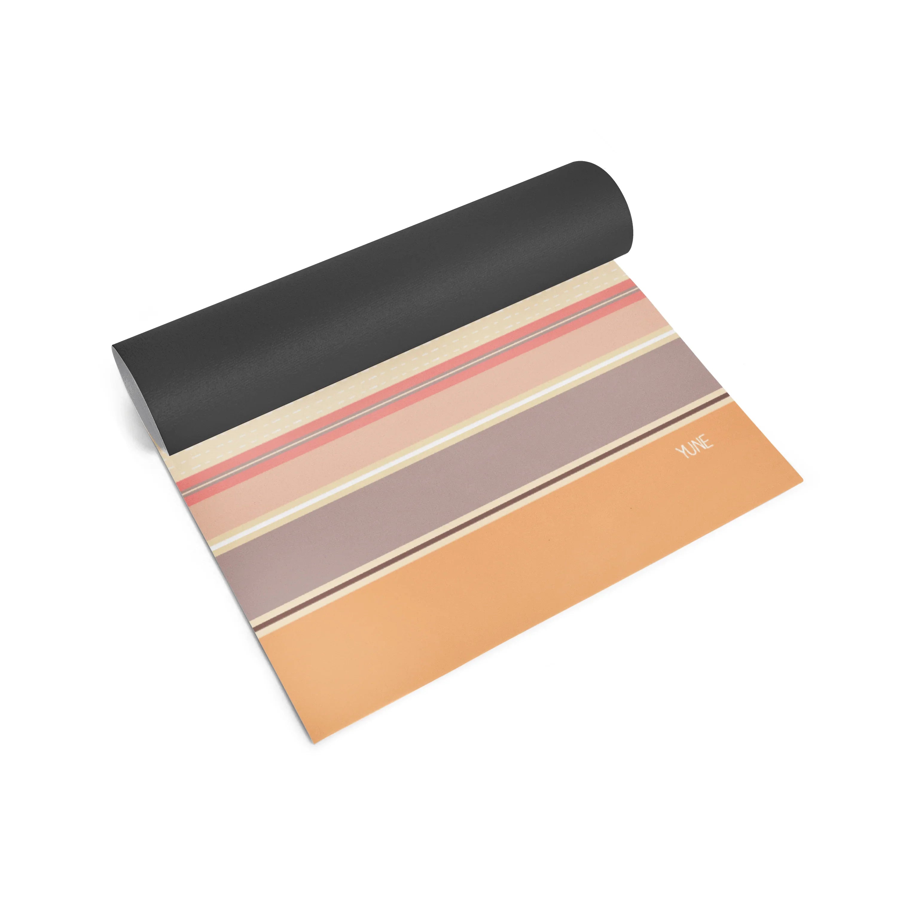 Yoga mat with striped design on a white background