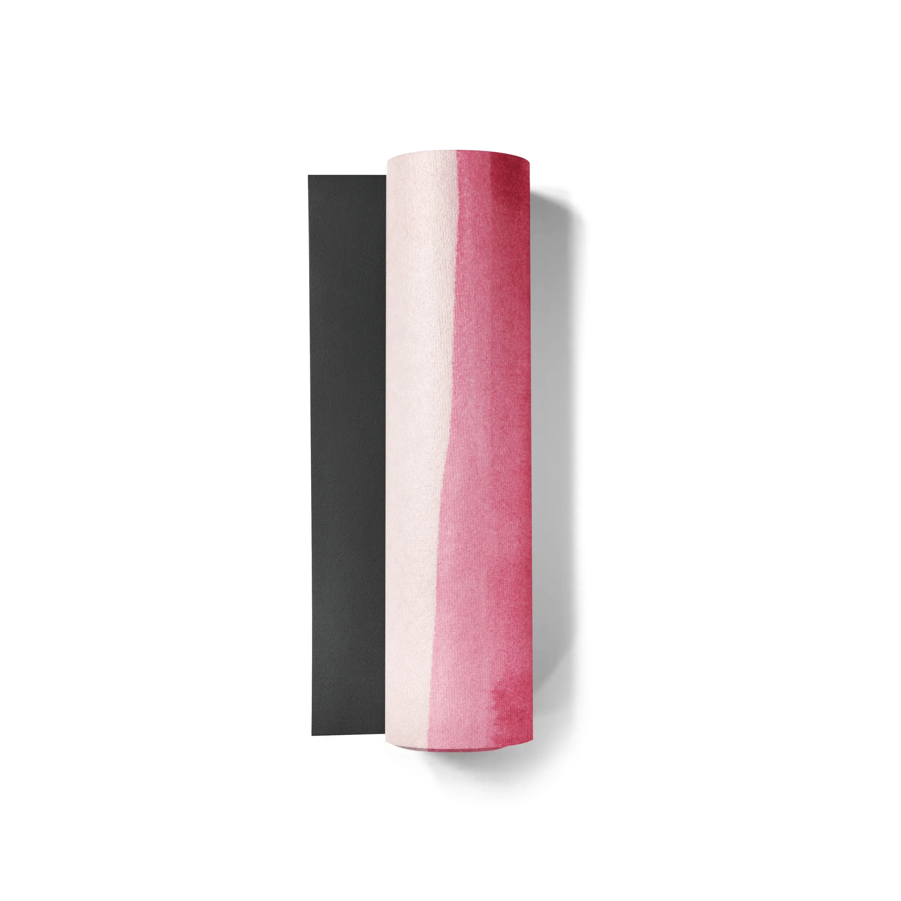 Two cylindrical objects, one black and one pink, on a white background