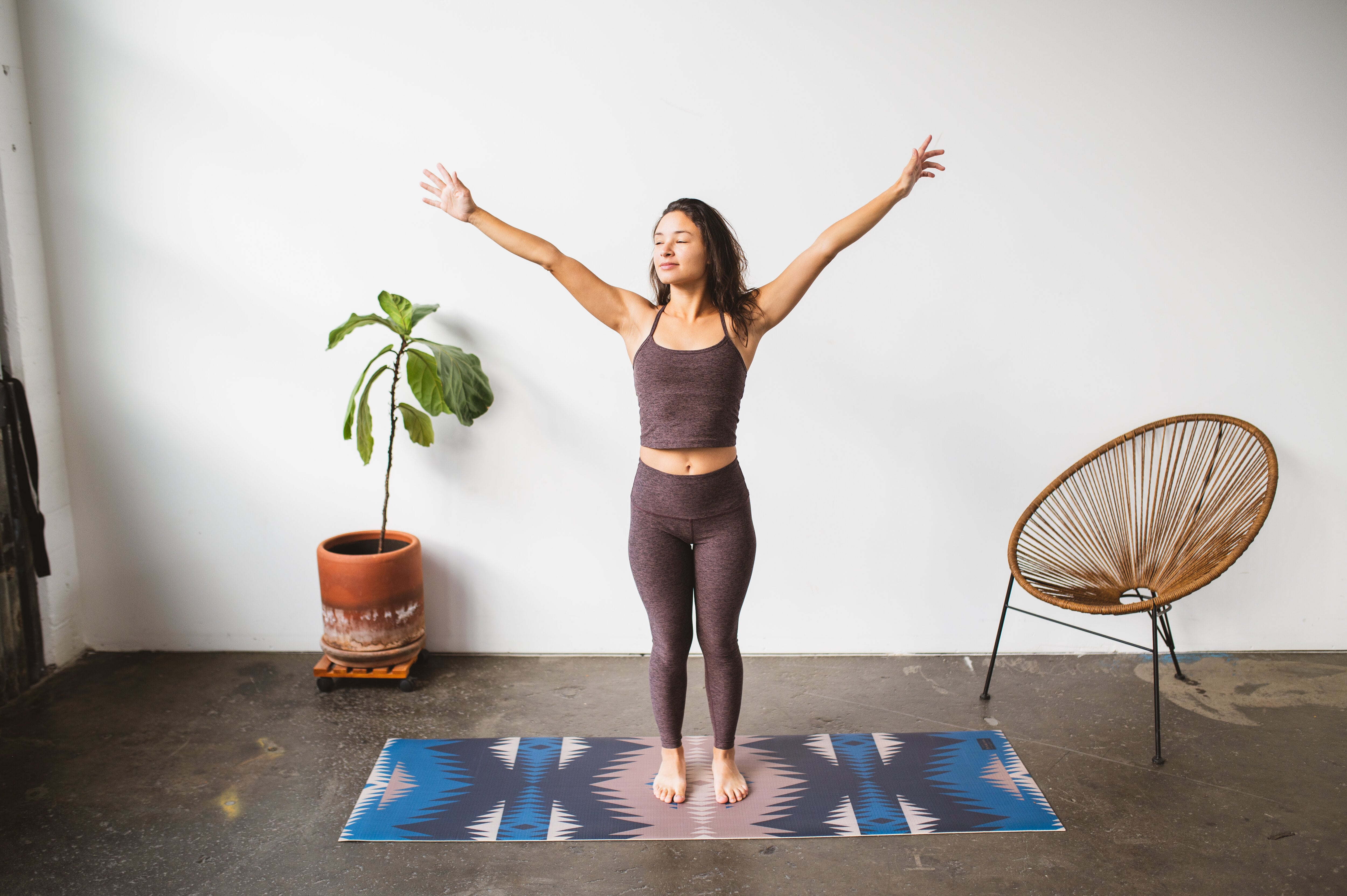 printed blue yoga mat