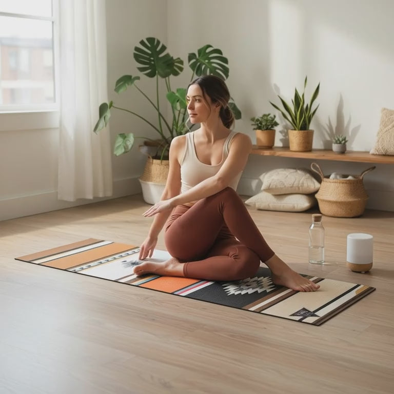 yoga on a pretty yoga mat