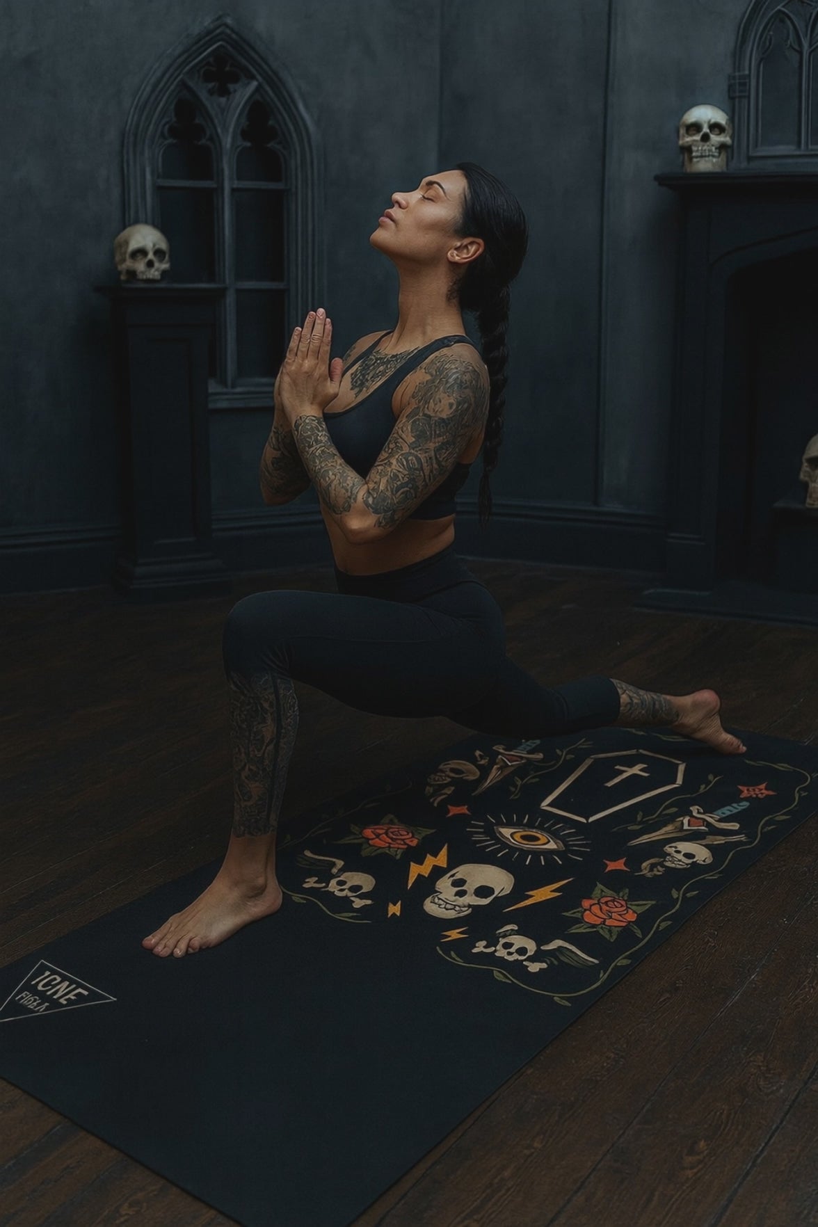 vintage tattoo yoga mat eagle classic style