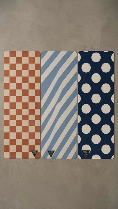 striped and polka dot yoga mats