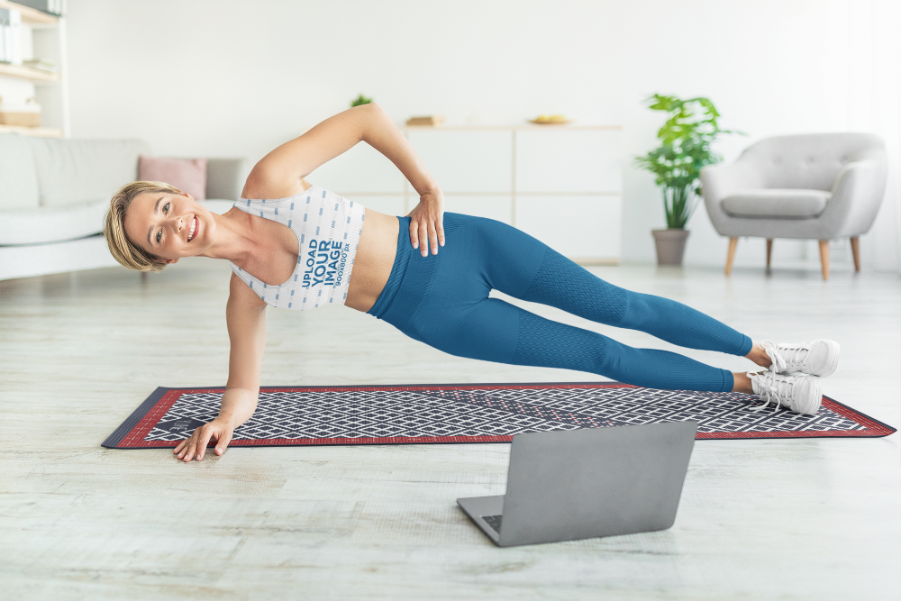 blue printed pilates mat