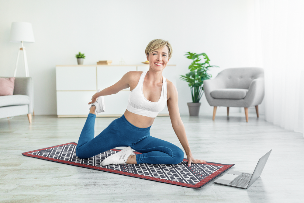 fun blue pilates mat