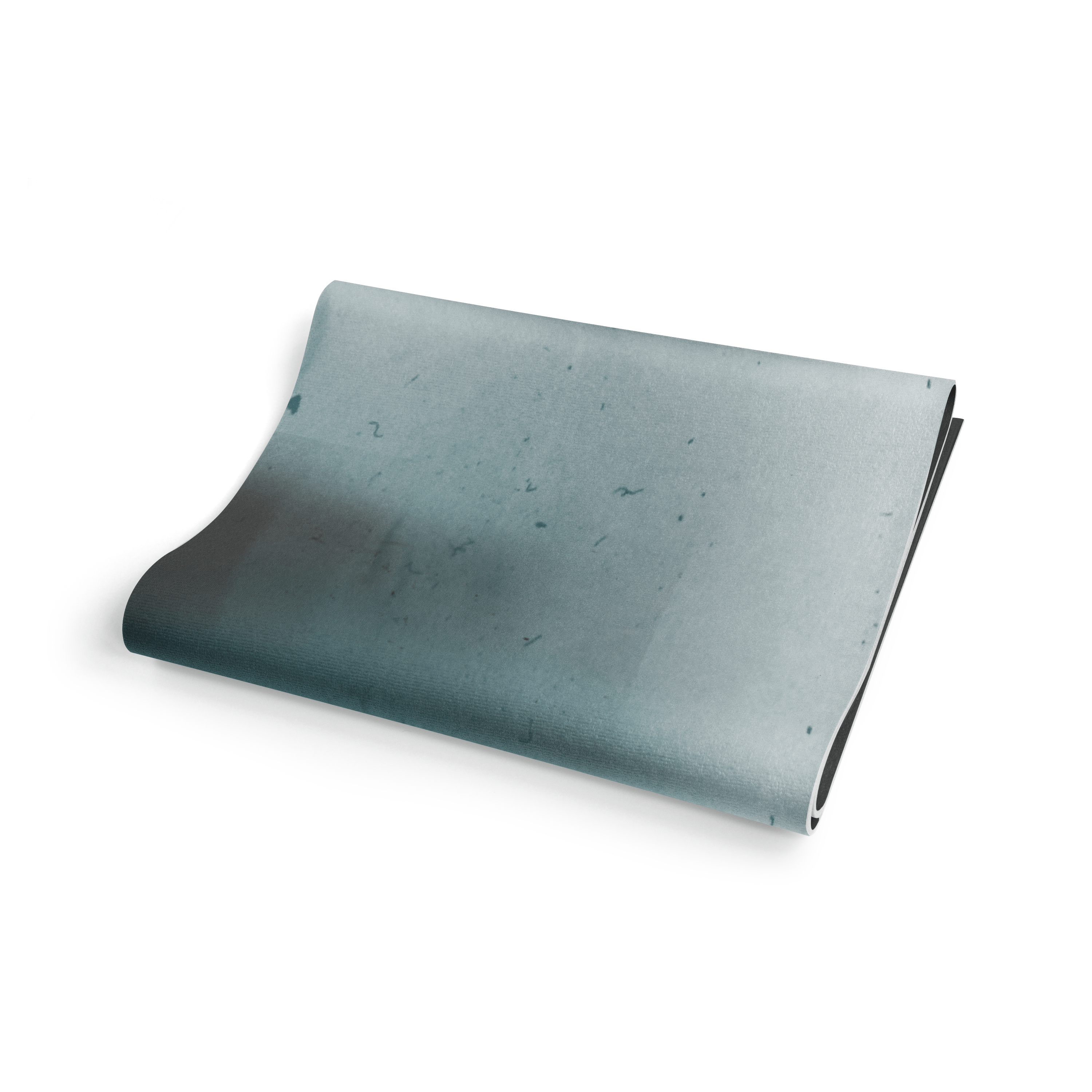 Teal-colored fabric roll on a white background