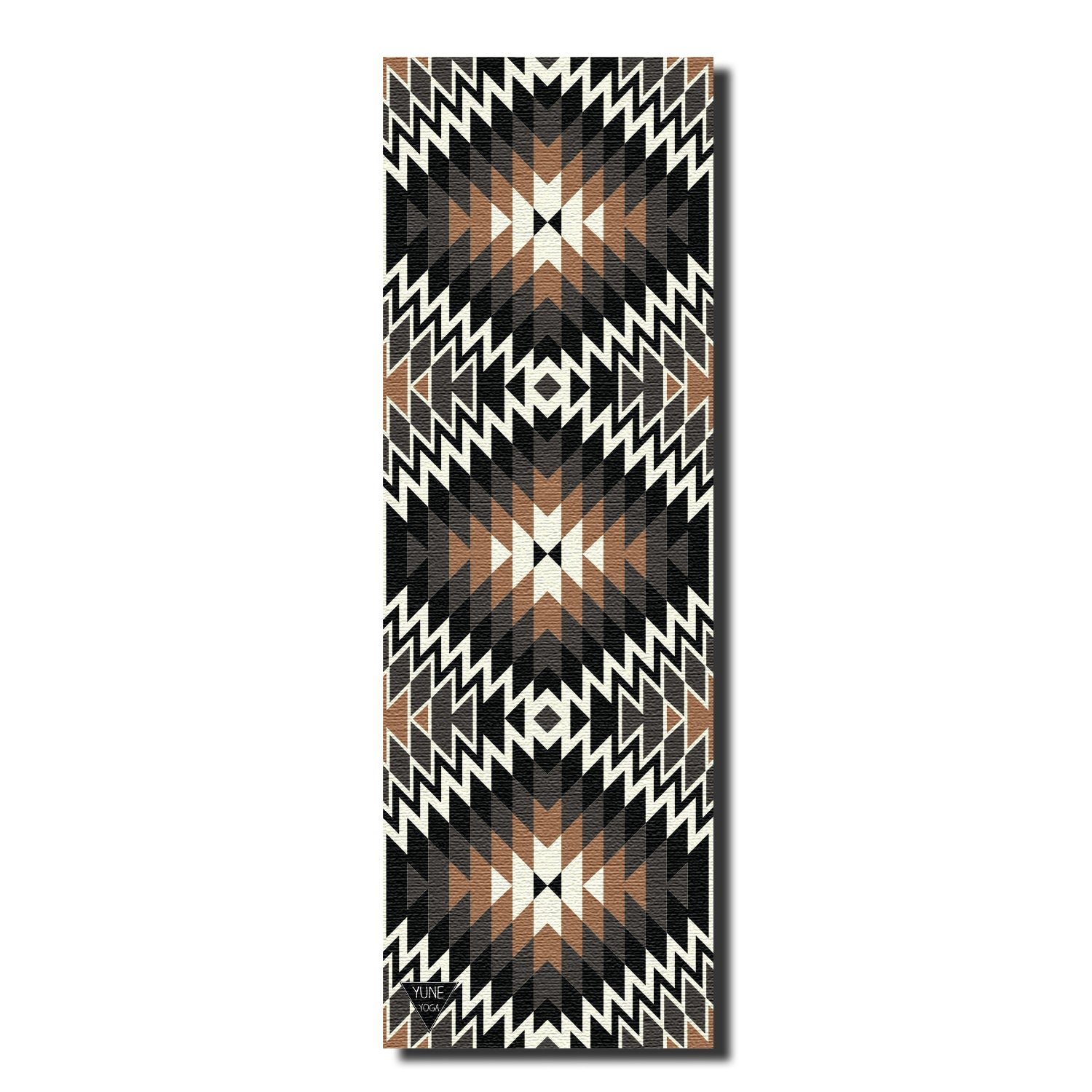 Yoga mat with a geometric pattern on a white background