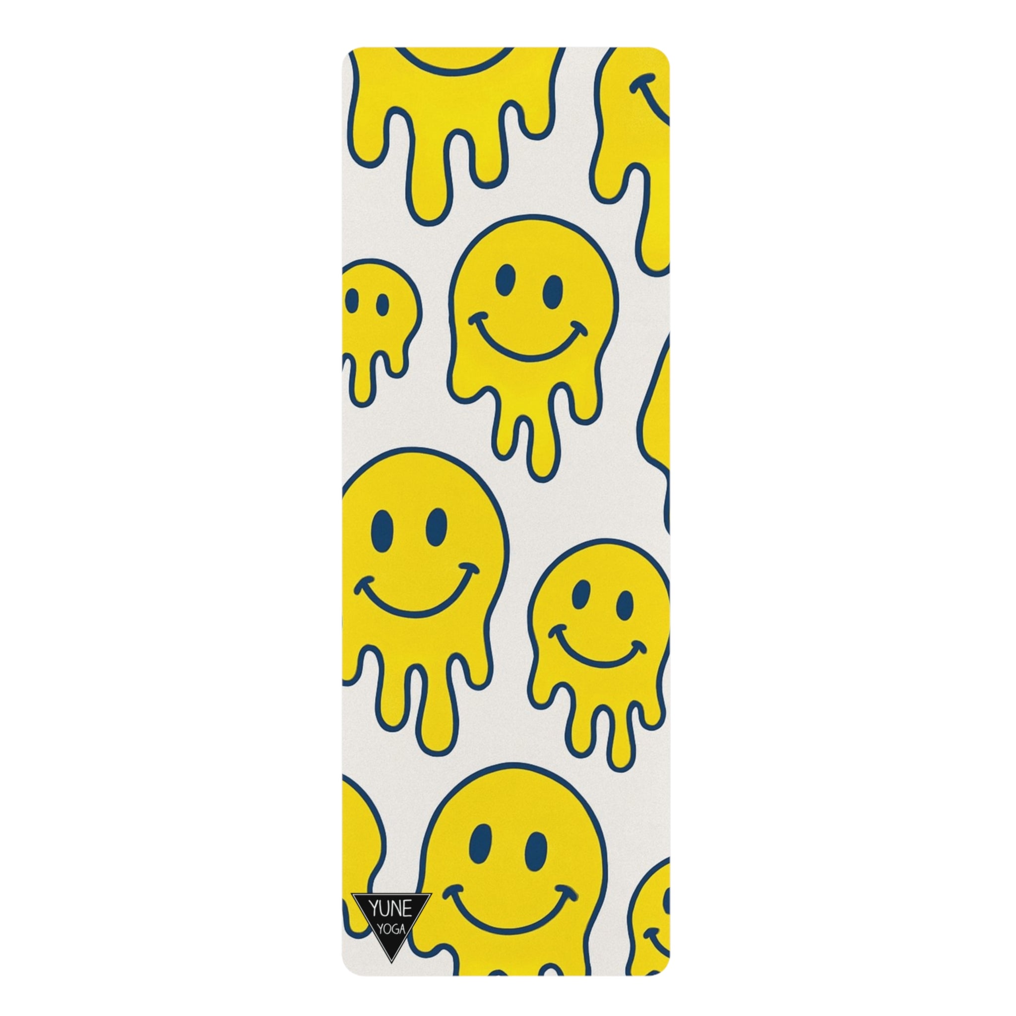 Phone case with yellow smiley face pattern on a white background