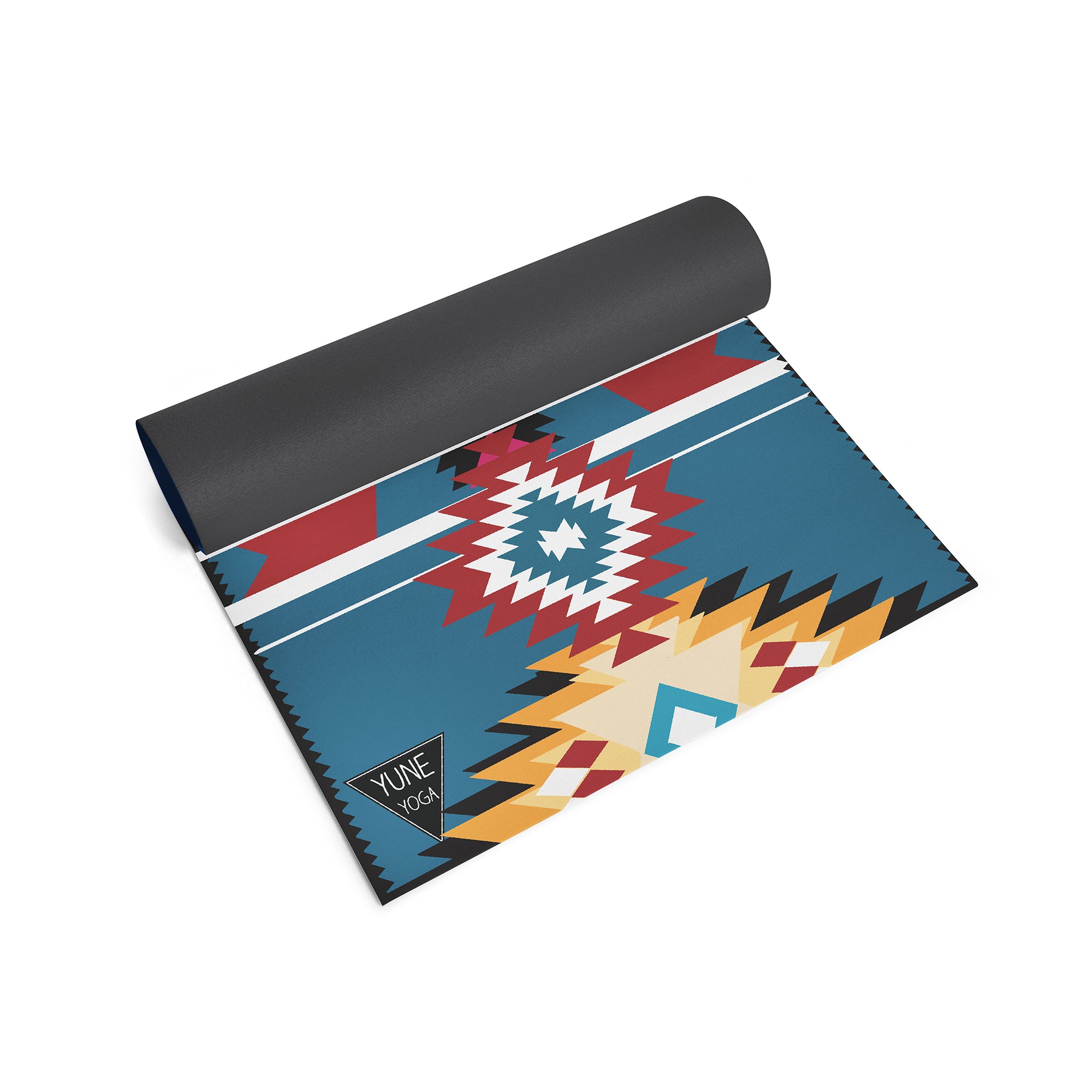 Pendleton Mission Trail Navy PER Yoga Mat Half Rolled Up