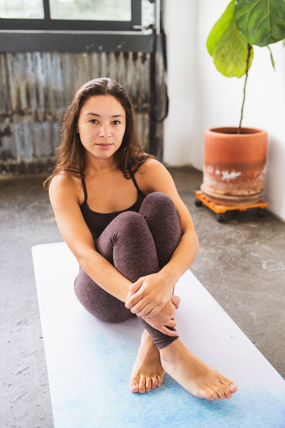 rubber blue yoga mat