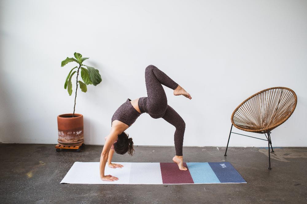 striped yoga mat