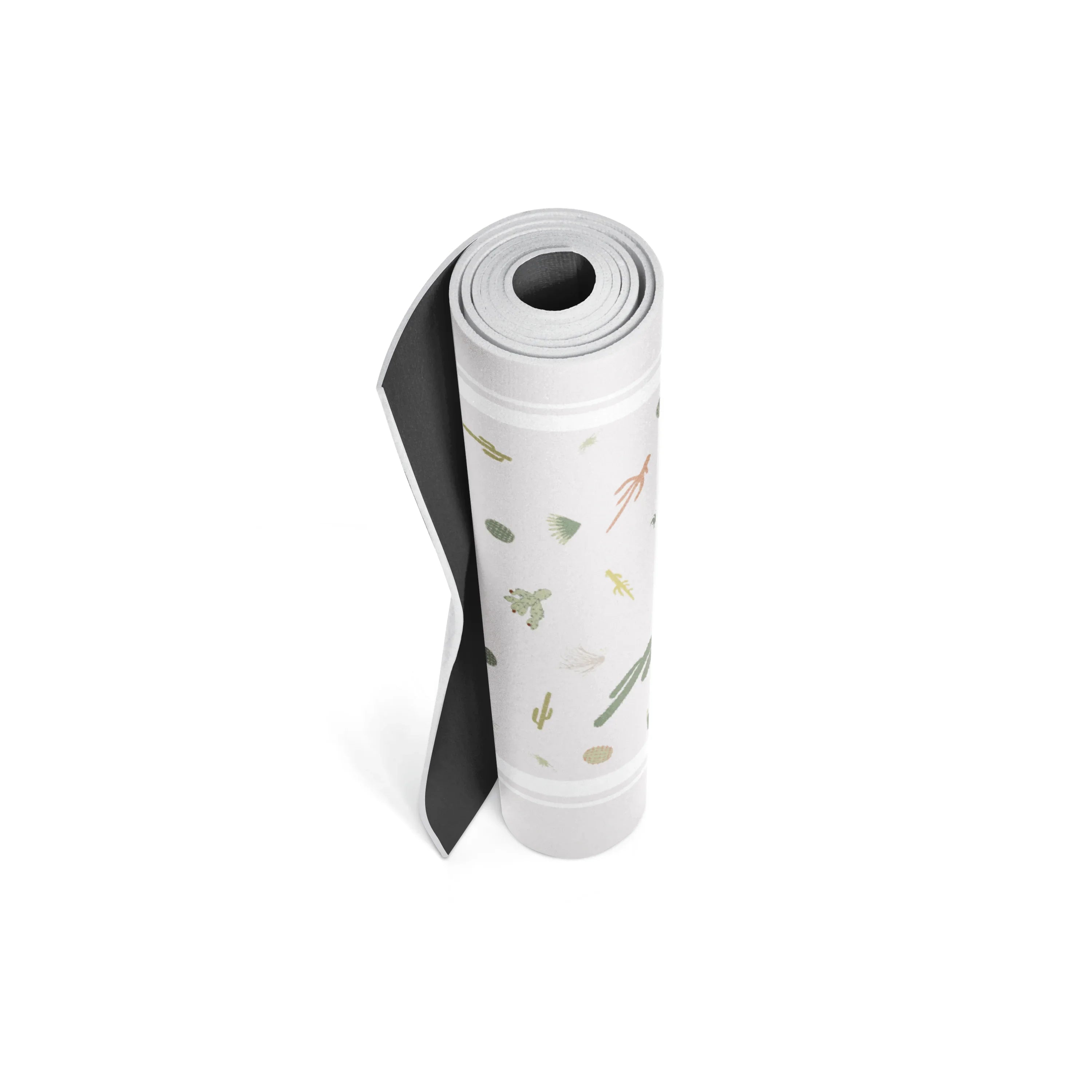 Yoga mat with plant design on a white background
