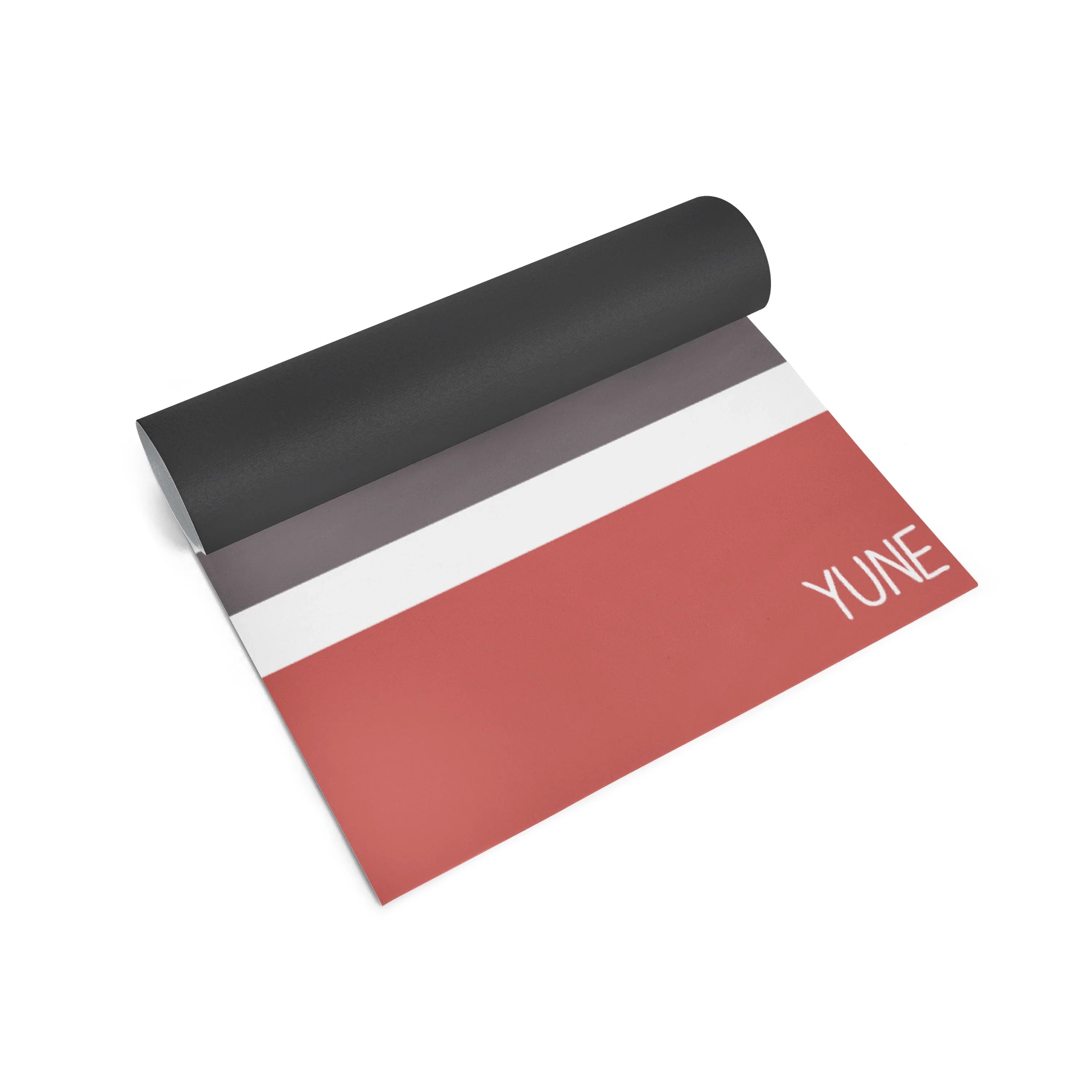 Roll of red paper with 'YUNE' branding on a white background