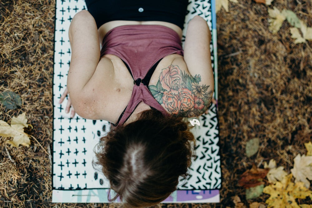 The Jagger Yoga Towel Above Model View