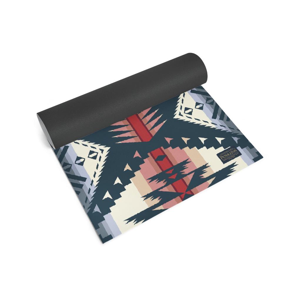 Pendleton Eagle Rock Maroon PER Yoga Mat Half Rolled Up