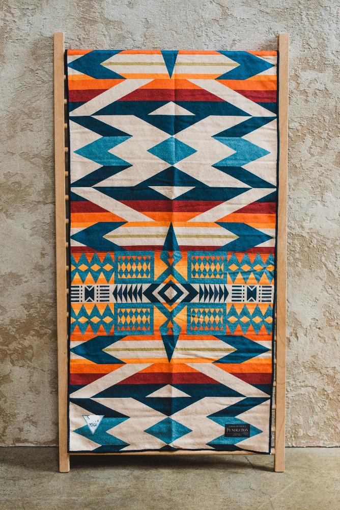 Pendleton x Yune Yoga Fire Legend Yoga Towel Front Lifestyle Shot