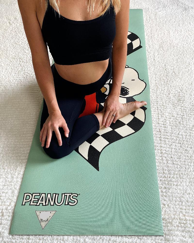 snoopy race car yune yoga mat lifestyle shot