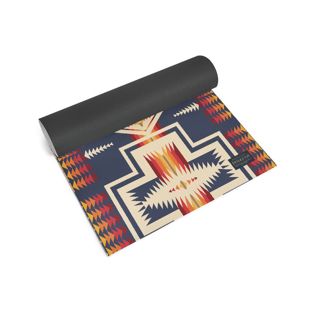 Pendleton Harding Navy PER Yoga Mat Half Rolled Up