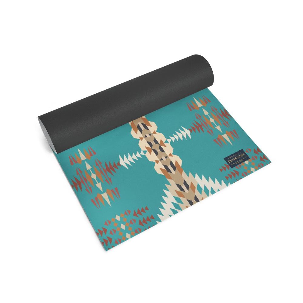 Pendleton Rancho Arroyo Turquoise PER Yoga Mat Half Rolled Up