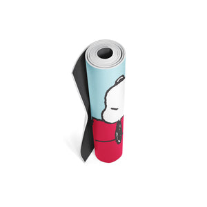snoopy house yoga mat rolled up