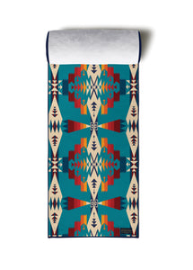 Pendleton x Yune Yoga Tucson Turquoise Yoga Towel Front Rolled View